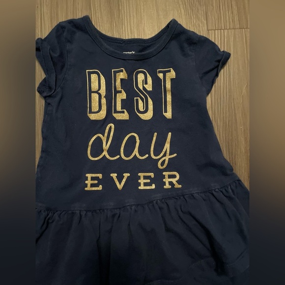 Carter's Blue and Gold “Best Day Ever “ Flutter Sleeve Sundress size 2T - Picture 3 of 5
